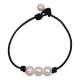 Ambrum Pulsera De Tres Perlas Para Mujer Perlas Cultivadas D