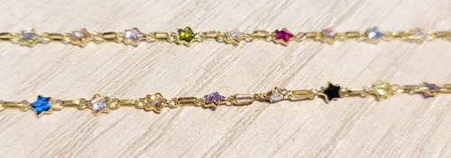 Pulsera Oro 18k Estrellitas Piedras Cubik Mamá Mujer 