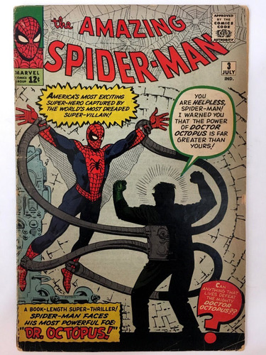 Amazing Spiderman #3 1a App Doc Ock Marvel Comics 1963 Ditko