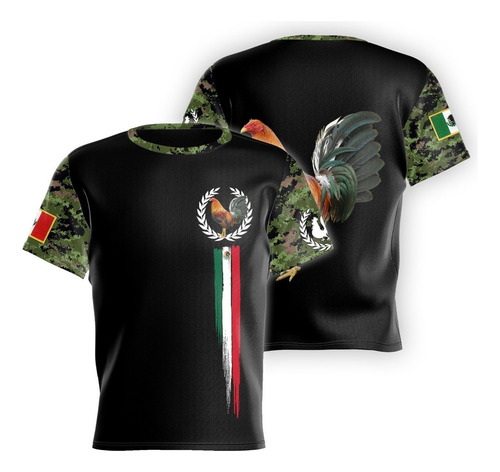 Playera Pd 23 C/diseño Mexicano Gallo, Camuflado, Unisex