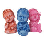 Trio De Monges Buda Bebê Com Cores Vivas , Buda Baby Trio