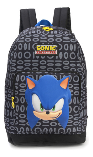 Mochila Escolar Infantil Sonic Gamer Costas Grande Meninos