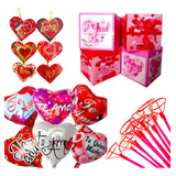6 Pack Cajas Para Regalo Globos Varas Amor Día De Enamorados