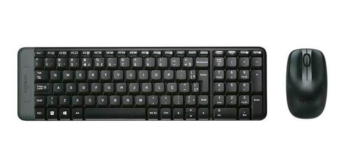 Teclado E Mouse Logitech Mk220 Sem Fio Compacto Abnt2 Preto