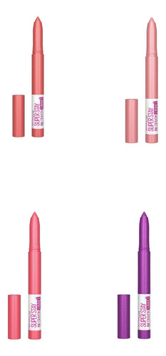 Kit 4 Labiales Maybelline Super Stay Ink Crayon