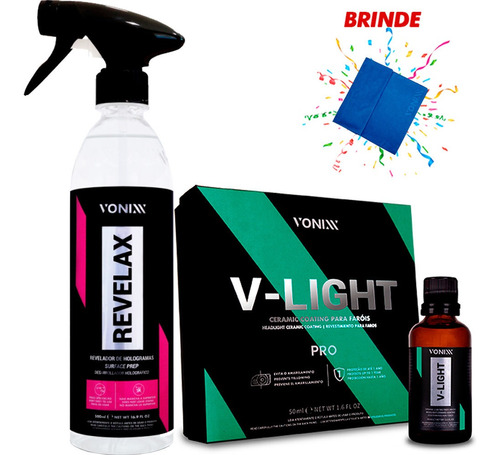 Kit Vitrificação Vidros Farol Revelax + V-light 50ml Vonixx