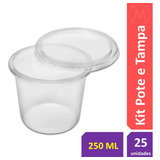 Plástico Pote Redondo Bolo Freezer Microondas C/ Tampa 250ml
