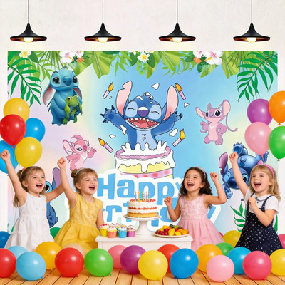 Stitch Cumpleaños De Fondo De Decoración De Fiesta 150cm