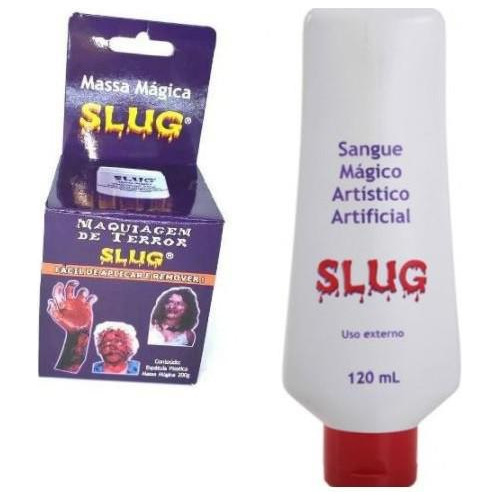 Kit Maquiagem De Terror Sangue Artificial  + Massa Slug