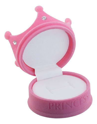 Estuche Caja Para Anillo Corona De Pana Princesa Color Rosa