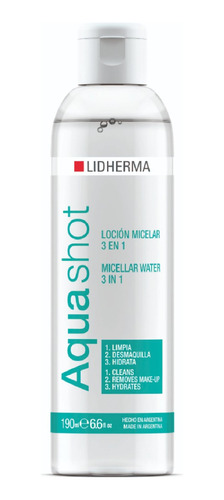 Agua Micelar Loción Aquashot Desmaquillante Lidherma 3 En 1