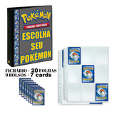 Fichário Álbum Pasta Cards Pokemon + 20 Folhas + 7 Cards