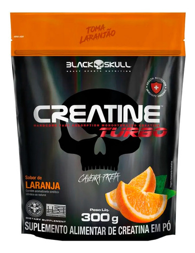 Creatina Turbo Refil - 300g - Caveira Preta / Black Skull Sabor Laranja