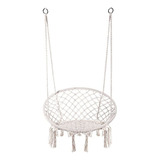 Hamaca Tipo Silla Colgante De Macramé Y Algodón, Blanco