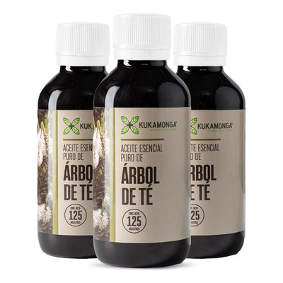 Kit de 3 Frascos de Aceite Esencial de Árbol de Té - 125ml Cada Uno | Propiedades Antisépticas, Calmantes y Purificantes | Ideal para Piel, Cabello y Aromaterapia | Total 375ml | Meses sin interés