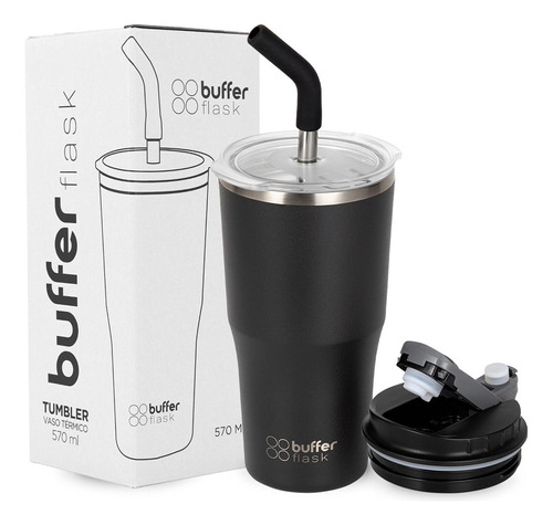 Buffer Roques 600 Mug Vaso Termo Para Agua Cafe 570ml Buffer Acero Inox +tapas