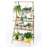 Bamboo 3-tier Hanging Plant Stand Plantador Estantes Maceta