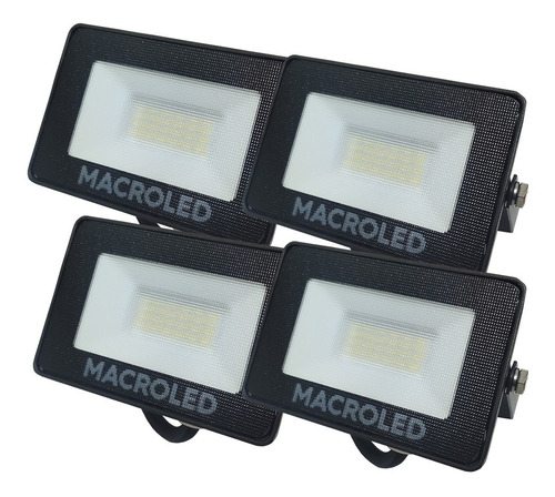 Pack X4 Reflectores Blanco Frío 20w Led Exterior Ip65 Macro