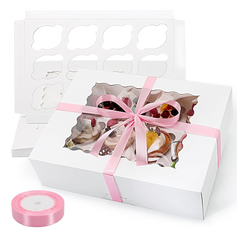 Paquete De 6 Cajas Para Cupcakes, Recipientes Blancos Para C