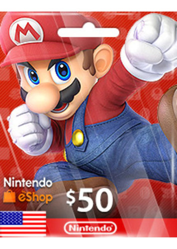 Tarjeta Nintendo Eshop 50 Dolares Región Usa 