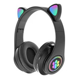 Audífonos Gamer Gatito Gato Negro Bluetooth