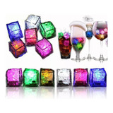 12 Cubo Hielo Led Luminoso Multicolor Mayoreo Boda Fiesta