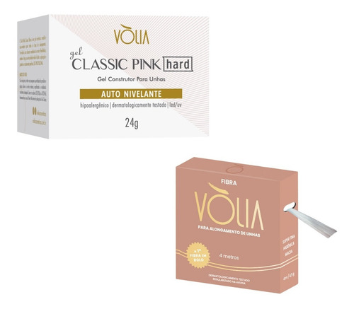 Kit Gel Classic Pink Hard Volia + Fibra De Vidro