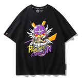 Camiseta De Manga Curta De Algodão Puro Pikachu Holy Angemon