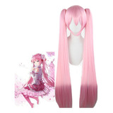 Vocaloid Miku Hatsune Cosplay Peluca Largo Pelo Rosa 110cm