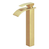 Torneira Banheiro Lavabo Cascata Bica Alta Dourada Alta 32cm