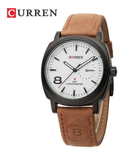 Reloj De Cuarzo Empresarial Impermeable Curren Para Hombre Color Del Bisel Brown/white