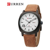 Reloj De Cuarzo Empresarial Impermeable Curren Para Hombre Color Del Bisel Brown/white