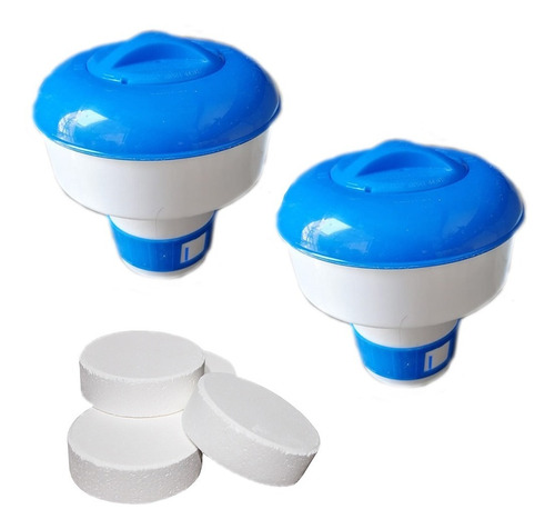 Kit 2 Flotadores Boya Dispensador Piscina + 5 Pastillas 