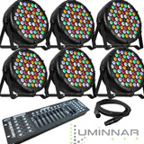 6 Canhão 60 Led Rgbwa Ambar Dj Festa + Mesa Dmx 8/16 Strobo