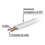Cordón Duplex Flexible Spt 14 Awg Rollo 100m, Volteck, 46067 Color De La Cubierta Blanco