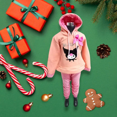Conjunto Pans Felpa Y Sueter Kuromi Frozzen Abrigo Niñas