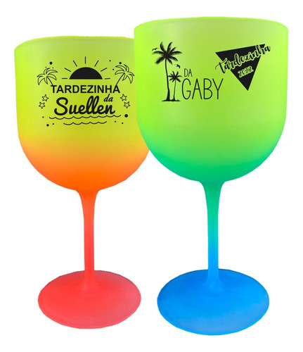 20 Taça Gin Degrade Personalizada Neon E Cores 600ml Fre/ver