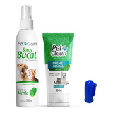 Gel Creme Dental Pet + Spray Bucal + Escova Dente Cachorro