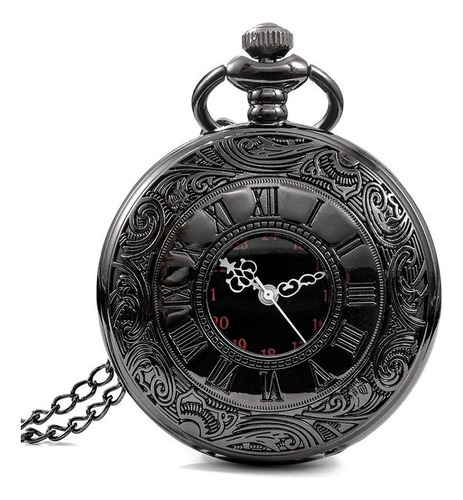 Reloj De Bolsillo Retro Negro Numeros Romanos Vintage
