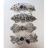 4pcs Barrettes Vintage Con Clip Francés Y Piedras