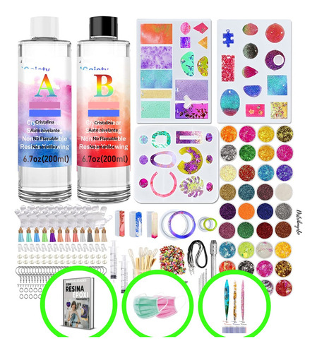 Kit Resina Epoxica Completo Hacer Joyas 278 Piezas