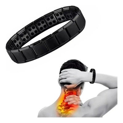 Pulsera Brazalete Acero Titanio Hombre Terapia Imanes Moda Diámetro 1.3 Cm Largo 19 Cm
