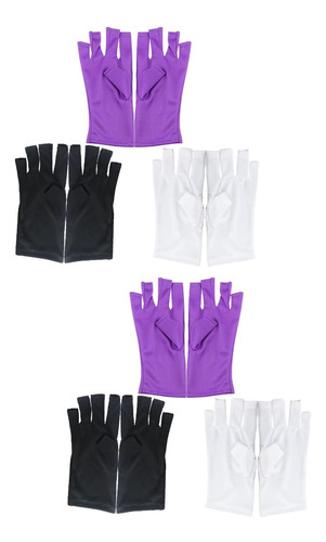 6 Pares De Guantes De Gel Para Manicura, Guantes Sin Dedos,.