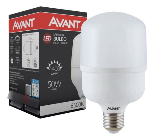 Lâmpada Led 50w Bulbo E27 6500k Branco Frio Bivolt Avant