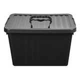 Caja Organizadora Plastica Grande Negra Apilable 38x28x22