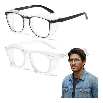 Kewezhu 2pz Lentes Gafas De Protectores Seguridad Industrial Antipolen Antivaho Y Anti Luz Azul Negro Y Transparente