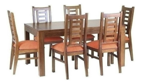 Comedor Rayenco 6 Sillas Naranjo Nogal / Muebles América