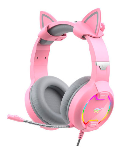 Headset Gamer Havit Gamenote H2233d Rgb Orelhas Rosa