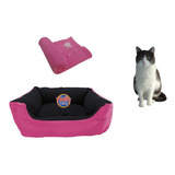 Cama Mediana  Para Mascota  + Cobija Térmica Grande Color Rosado