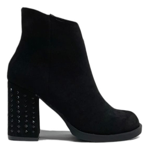 Botas Mujer Botineta Gamuza Tachas Cool Pink Diamond Black 